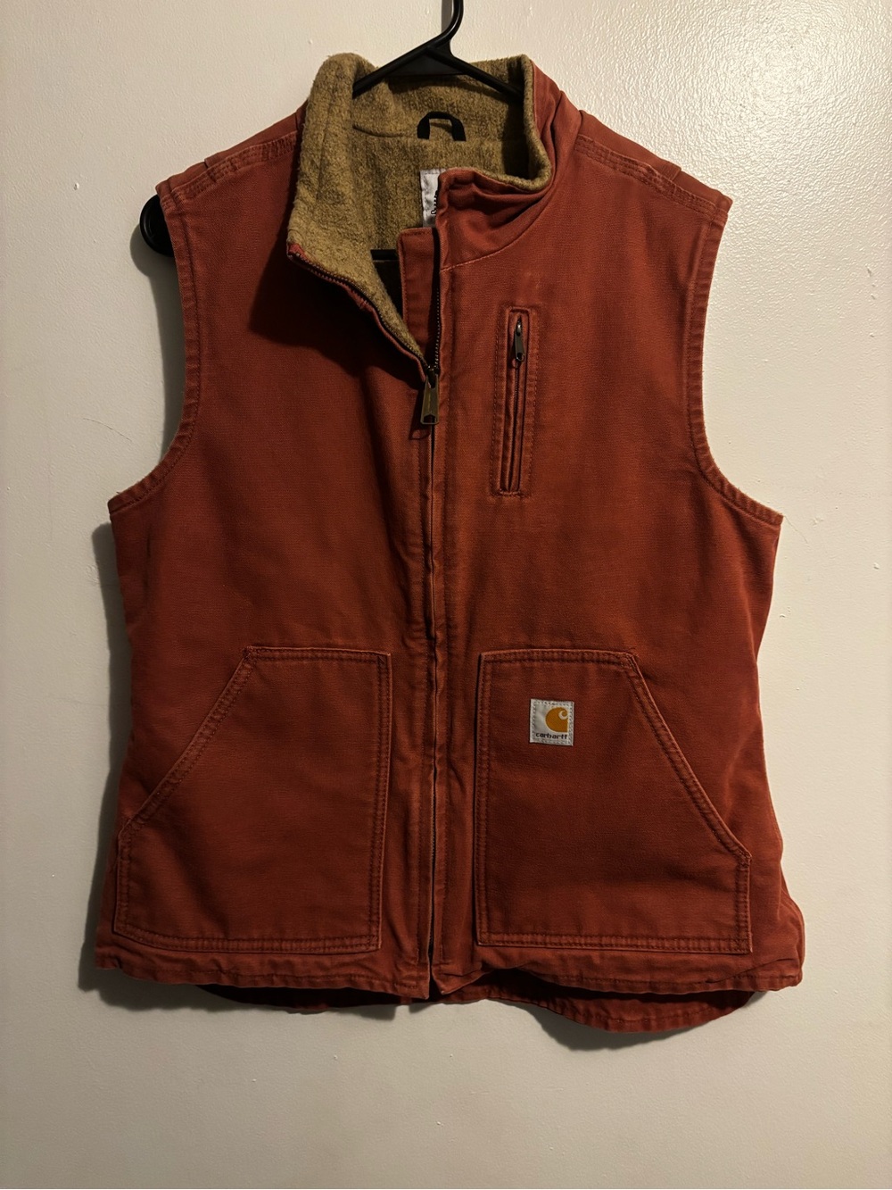 Carhartt Rust Work Vest with Sherpa Lining